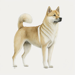 “Generative AI” Korean Jindo Dog digital illustration.