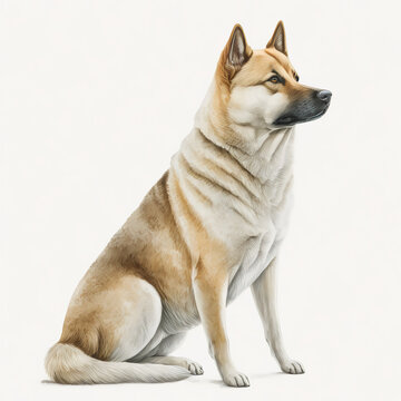 &ldquo;Generative AI&rdquo; Korean Jindo Dog digital illustration.