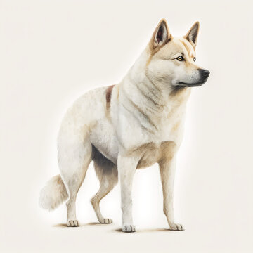 &ldquo;Generative AI&rdquo; Korean Jindo Dog digital illustration.