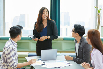 businesswoman meeting and discussing about work in the office