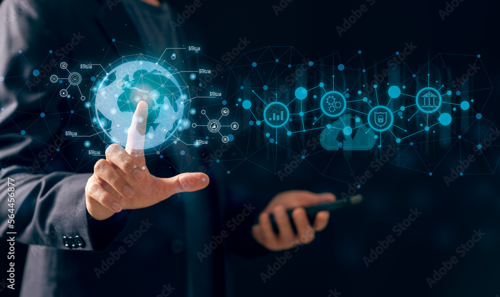 Poster digital transformation change management, internet of things. new technology big data and business p