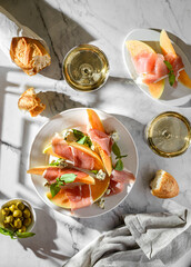 melon with parma and cheese