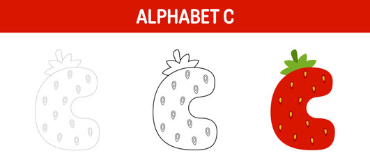 Alphabet tracing and coloring worksheet for kids