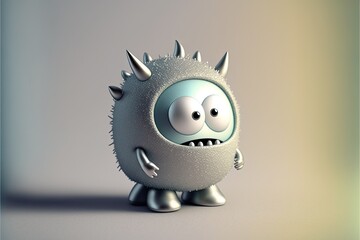 cartoon style tiny cute silver monster,generative ai