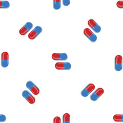 Red blue capsule pattern seamless background texture repeat wallpaper geometric vector