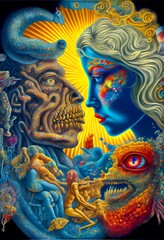 Fototapeta premium Generative AI abstract render of a psychedelic love themed illustration
