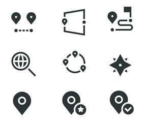 Location icon set. Navigation map simbols