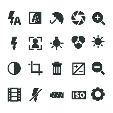 Set Of Camera And Photography Accessories Icon