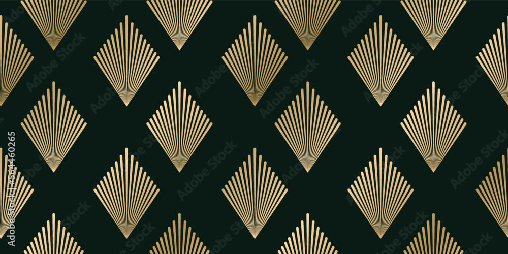 Luxury art deco seamless pattern background vector. Abstract elegant art nouveau with delicate golden geometric line vintage decorative minimalist texture style. Design for wallpaper, banner, card.