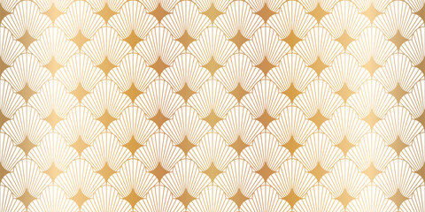 Luxury art deco seamless pattern background vector. Abstract elegant art nouveau with delicate golden geometric line vintage decorative minimalist texture style. Design for wallpaper, banner, card.