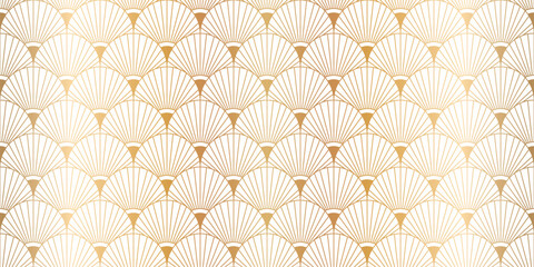 Luxury art deco seamless pattern background vector. Abstract elegant art nouveau with delicate golden geometric line vintage decorative minimalist texture style. Design for wallpaper, banner, card. © TWINS DESIGN STUDIO