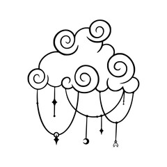 Tarot sun and moon esoteric set. Lunar tarot elements with celestial and antique symbols. Vector illustration isolated in white background