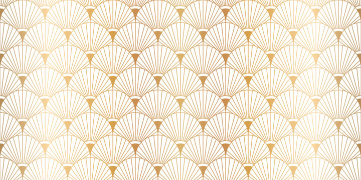 Luxury art deco seamless pattern background vector. Abstract elegant art nouveau with delicate golden geometric line vintage decorative minimalist texture style. Design for wallpaper, banner, card.