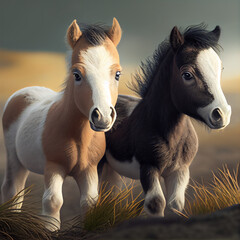 Two baby horses generative ai