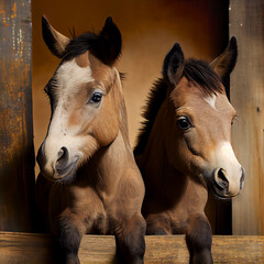 Two baby horses generative ai