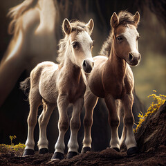 Two baby horses generative ai