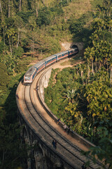 Fototapeta premium Ella, Sri Lanka - February 4th, 2022 : Train on the iconic Nine Arch Bridge Railway