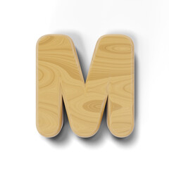 3D wooden letter of alphabet isolated on transparent background