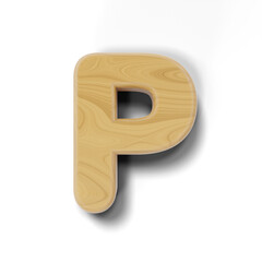 3D wooden letter of alphabet isolated on transparent background