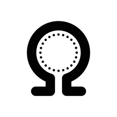 Black solid icon for omega