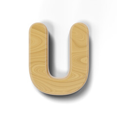 3D wooden letter of alphabet isolated on transparent background