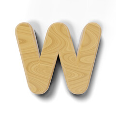 3D wooden letter of alphabet isolated on transparent background