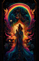 wood relief carving of a celebration of life Generative AI