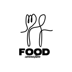 Spoon and fork monoline logo design