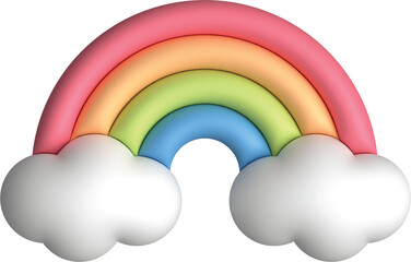 Colorful rainbows on transparent background.