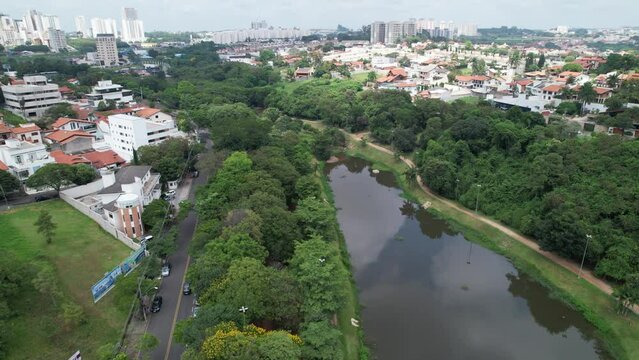 Aerial view of Campolim neighborhood in Sorocaba, Brazil.