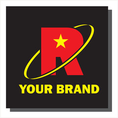 logo r with an enveloping circle and a star in the middle of the letter
