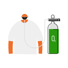 Patient on oxygen cannula tube. 