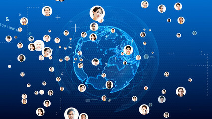 Global communication network concept. Social media. Worldwide business.