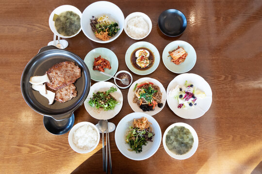 Korean traditional meal table food