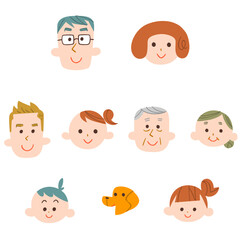 様々な年代の家族の顔
