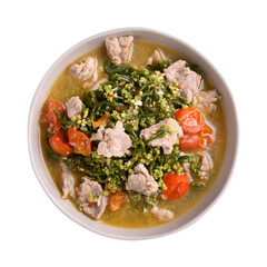 Northern Thai food (Kaeng Puk Plung), Ceylon spinach or Malabar spinach soup with pork on transparent png