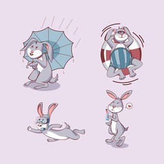 
rabbit character cartoon with water theme
