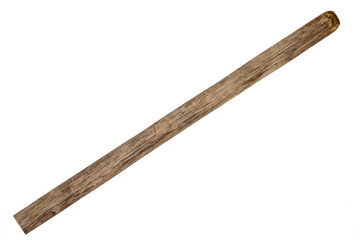 Old wooden handle for agricultural tools. Wooden cuttings.