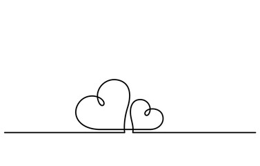 two hearts in continuous line drawing romanticism minimal style