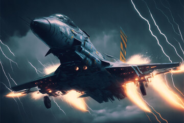 Obraz na płótnie Canvas Fighter planes Abstract Electric Lightning wallpaper background