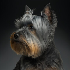 a dog yorkshire with Grey fur
