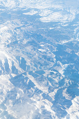 飛行機からの眺め　冬景色　素材