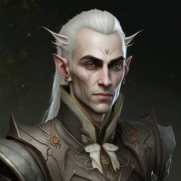 An elven male sorcerer, which detracts from his otherwise striking appearance. He is lean and agile, with a gracefulness that suggests a high dexterity ability.