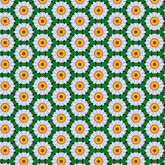 Cute summer floral fabric and paper pattern Large scale white and blue daisies on a dark green background