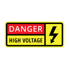 Fototapeta premium High voltage sign square shaped. High voltage shock risk symbol. Danger caution. Yellow and black color. Isolated in transparent background.
