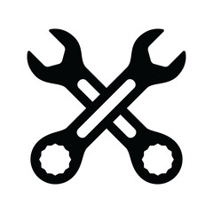 Crossed wrench icon. Crossed wrenches sign. Maintenance fixing work job symbol.   