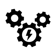 Electrical gear icon. Gear and lightning bolt icon. 