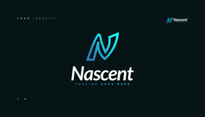N Logo Design with Blue Gradient Color