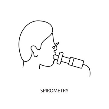 Functional Diagnostics Line Icon In Vector, Illustration Of Medical Profession, Spirometry Illustration.