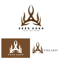 Deer Antler Logo, Antler Icon Illustration, Christmas Santa Animal Vector, Brand Design